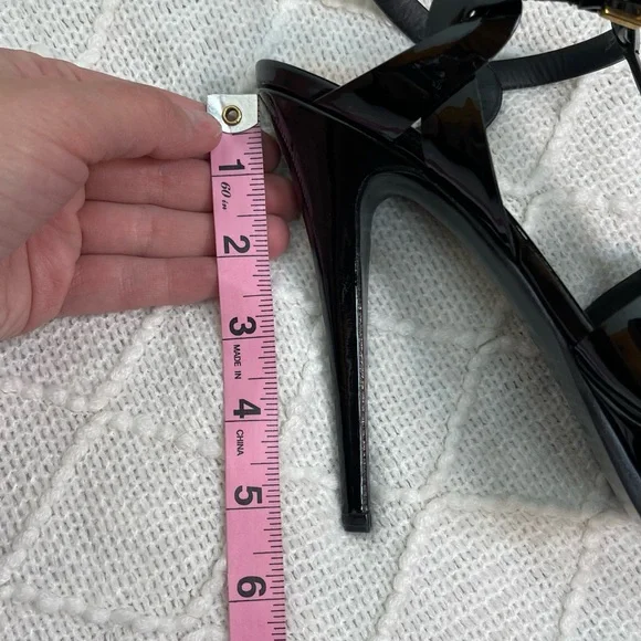 Saint Laurent Tribute Platform Sandals 105mm Black Patent Leather Size 38.5 8.5 - Picture 6 of 17